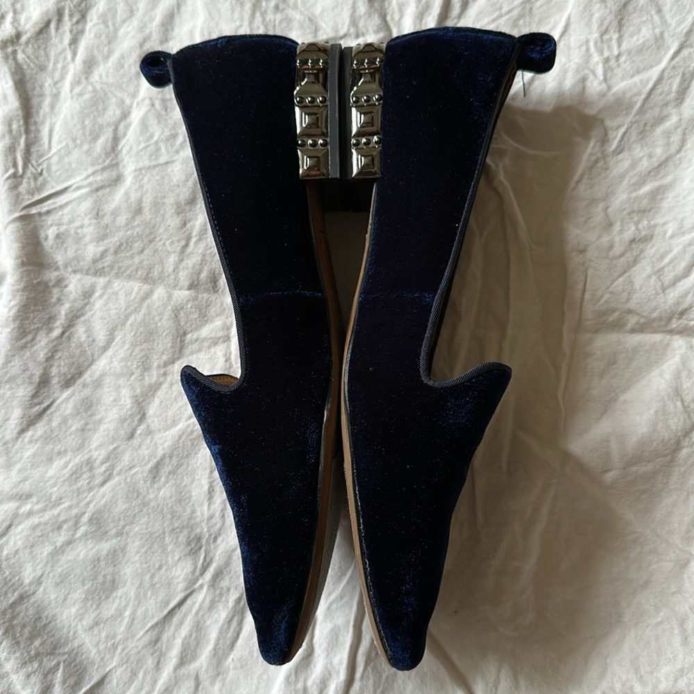 Sapphire blue velvet loafers